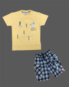 Boys Graphic Printed T-Shirt and Patterned Shorts Set for Toddlers