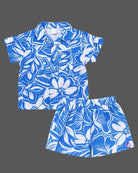 Little gentleman floral printed short sleeve shirt and matching shorts two piece clothing set for boys