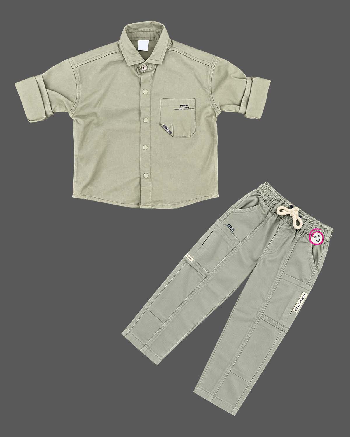 Western dress for boys cotton shirt and utility cargo pant set