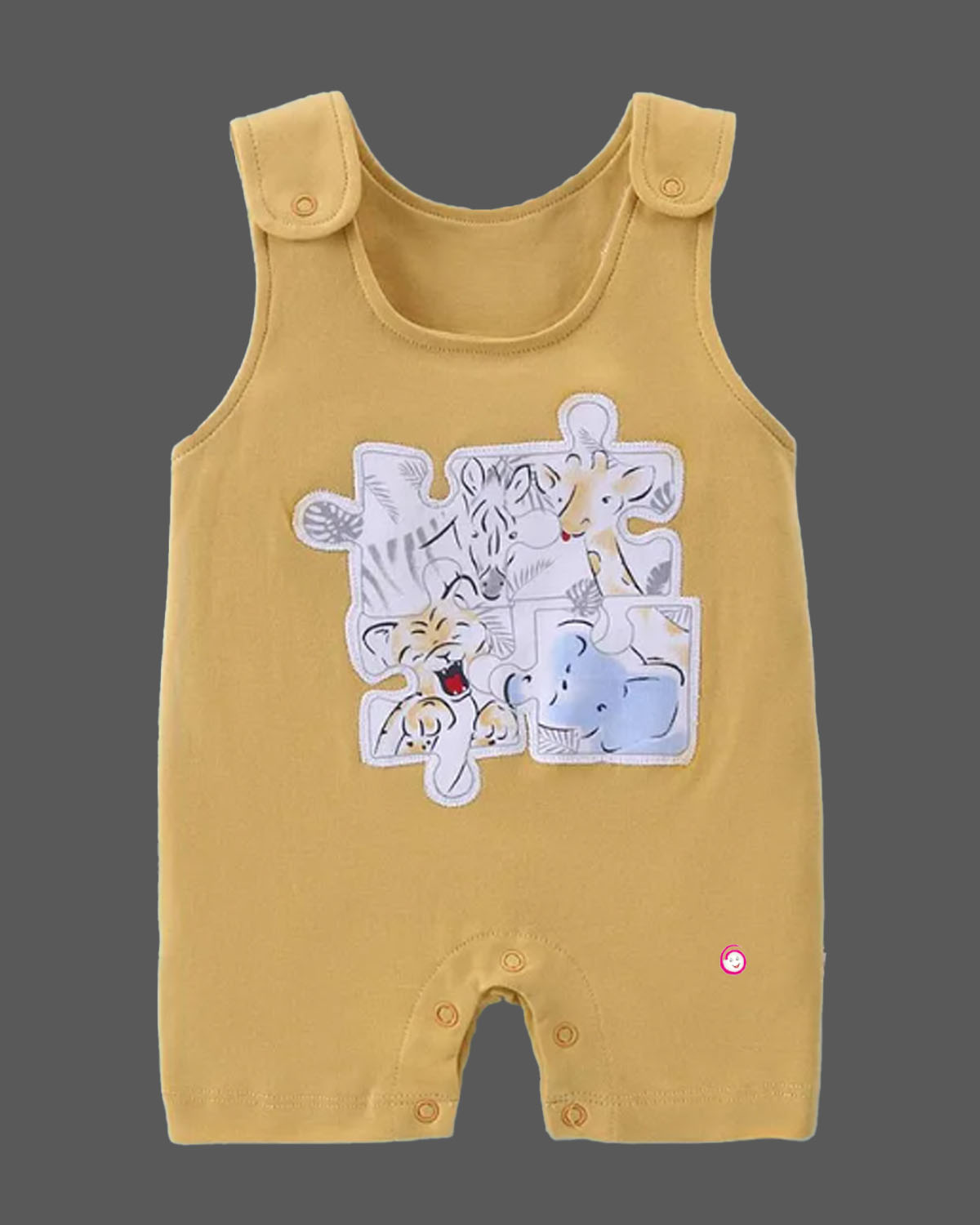 Boys animals printed romper with half sleeves top - Pastel Yellow