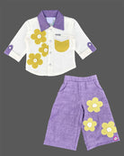 Toddler floral embroidered top and matching pants set for girls casual wear and parties