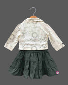 Little princess layered frock with printed jacket for girls western party wear