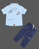 Toddler structured striped shirt and  pant set featuring western dress for boys styling