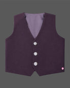 Boys wine designer tuxedo suit set featuring a shawl collar blazer with intricate gold shoulder embroidery, shirt, waistcoat, tie, and matching formal pant