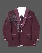Little gentleman embroidered tuxedo suit set featuring blazer waistcoat bow and tie for wedding party