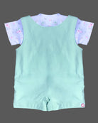 Girls floral printed half romper set - Pista Green