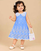 infants frock with lace collar for girls casual wear and birthday party