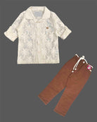 toddler palm lace shirt set with pant for boys beach fashion
