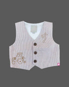 indo western dress for boys waistcoat set with bow tie and tractor embroidery