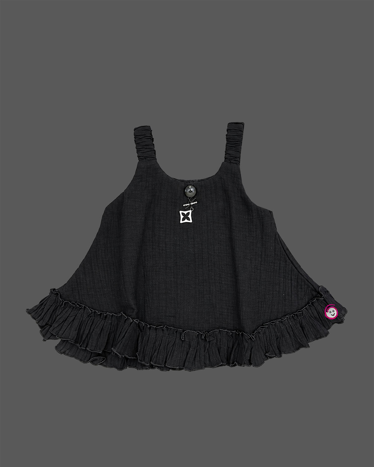 Toddler cotton sleeveless top featuring ruffled hem for casual clothing and playwear