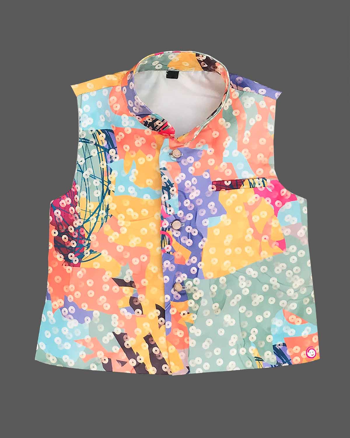 Boys colorful printed modi suit - Multi