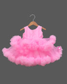Girls fashion partywear frock with flower detail for birthday, wedding, and reception functions