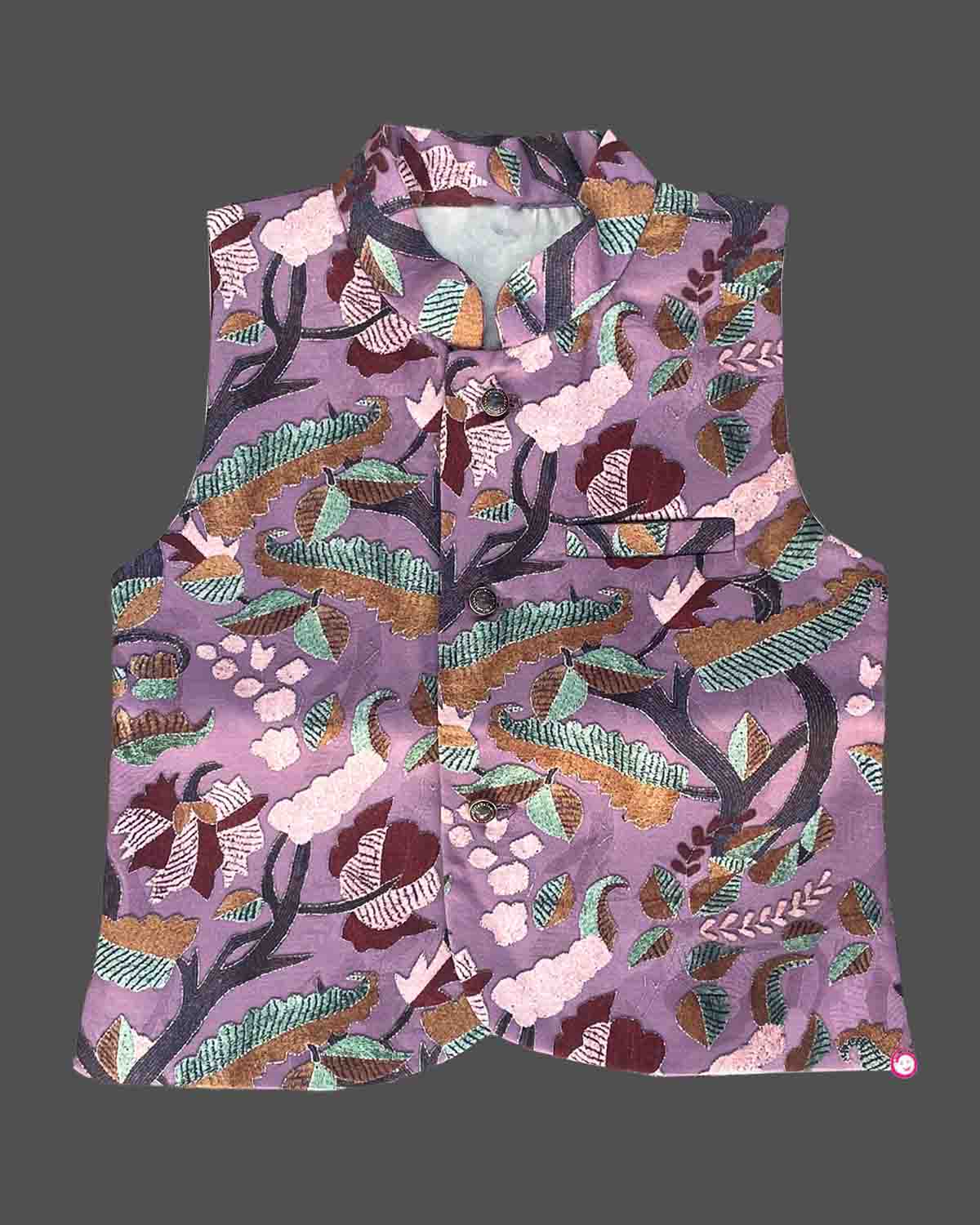 Boys colorful printed modi suit - Lavender