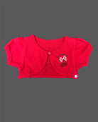 Infant cotton frock with short sleeves and cherry print for casual wear