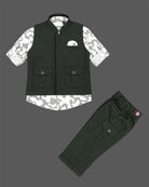 Boys waistcoat set with printed shirt and tailored pant for party wear