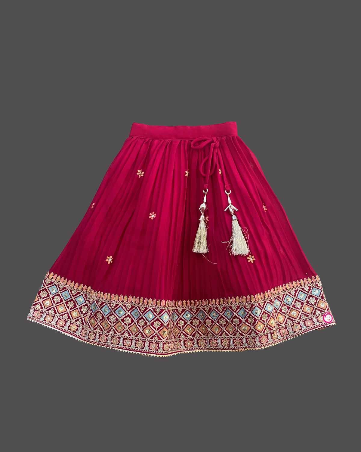 Girls sequin work ethnic choli set - Dark Pink