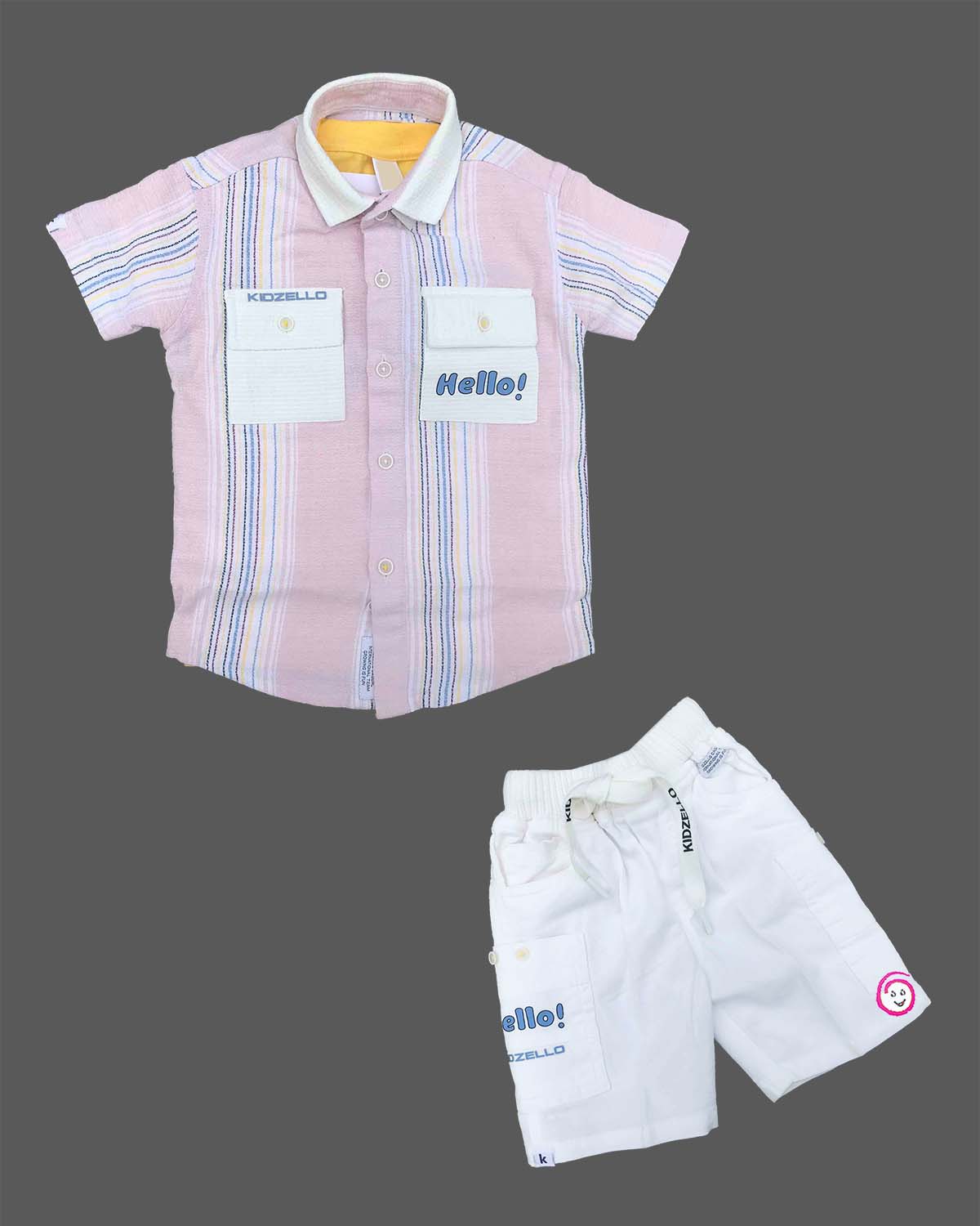 Toddler boys casual button down shirt and shorts set for summer outings