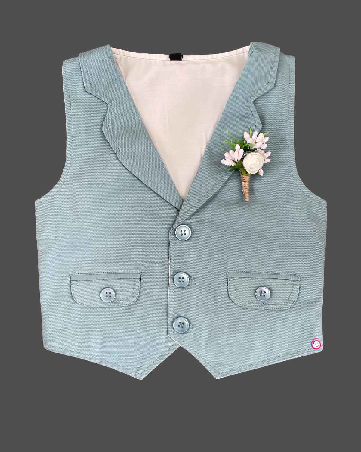 Boys design half sleeve waistcoat set - Pista Green