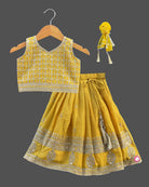 Girls printed with sequin ethnic choli - Yellow