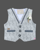 Boy full sleeve with waistcoat set -Grey