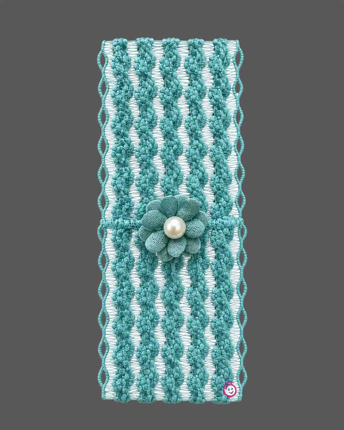 Aqua blue toddler net frock with rose flower applique for birthday party