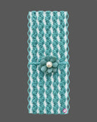 Aqua blue toddler net frock with rose flower applique for birthday party