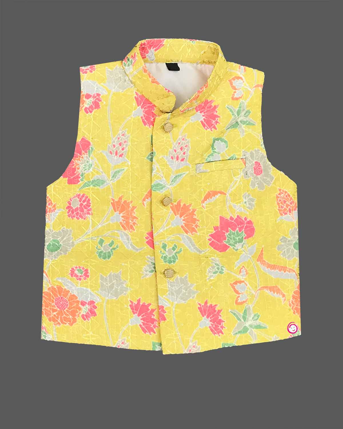 Boys colorful printed modi suit - Pink