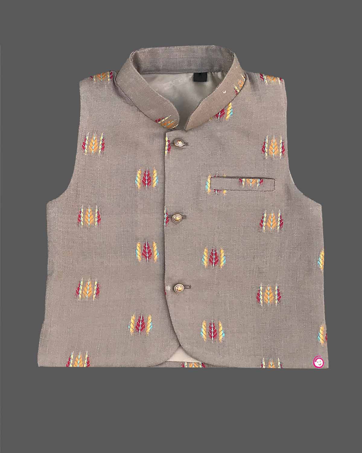Boys colorful printed modi suit - Musatard