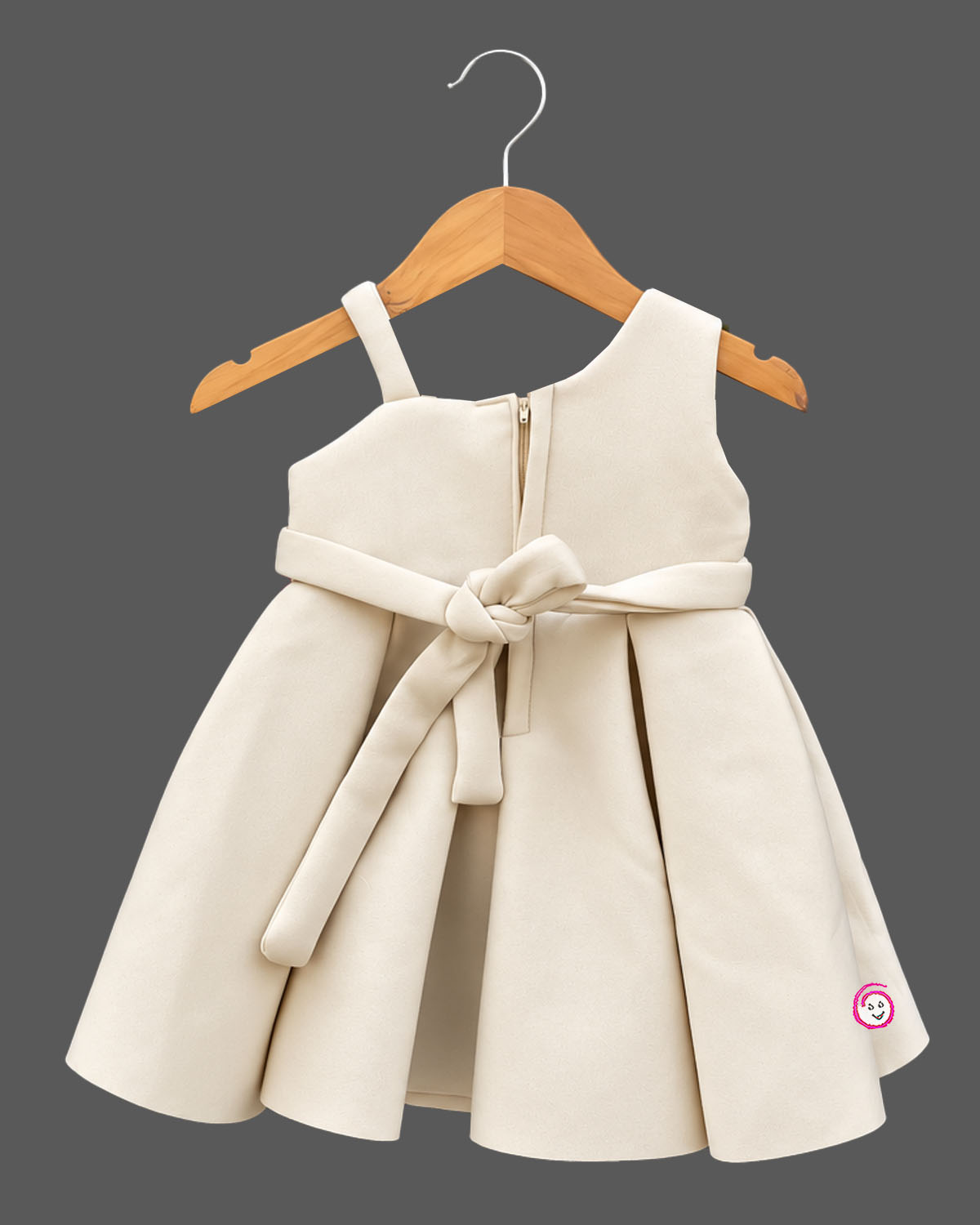 Toddler Pleated Fit-and-Flare Dress with shoulder strap and floral appliques