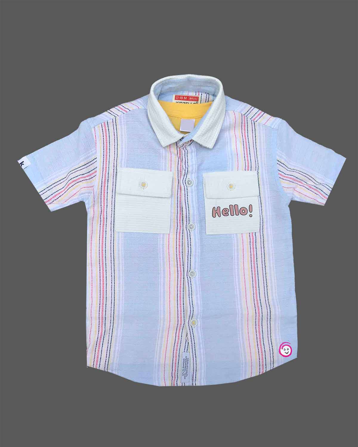 Young prince striped button down shirt and comfortable shorts set for kids playdates