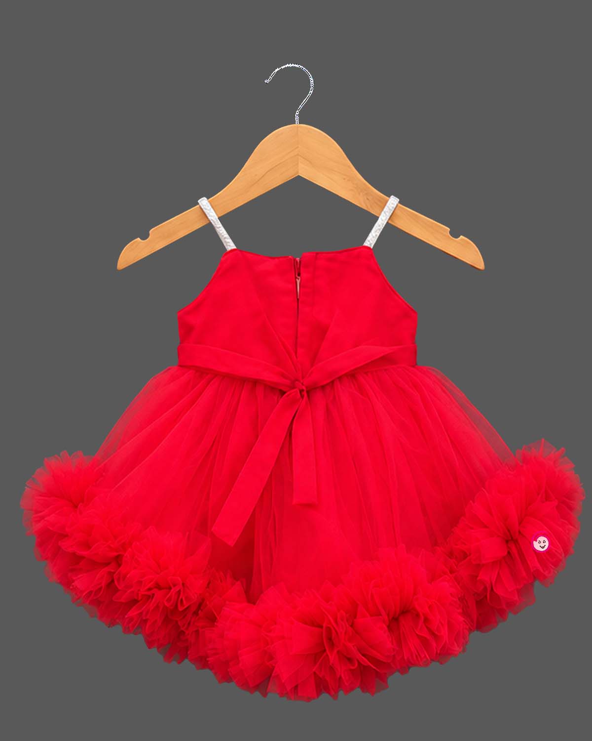 Tulle flared baby party wear dress with floral headband and matching soft booties for infants