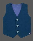 Boys embroidered tuxedo suit set featuring metallic shoulder embroidery, satin shawl lapel blazer, tie, and pant.