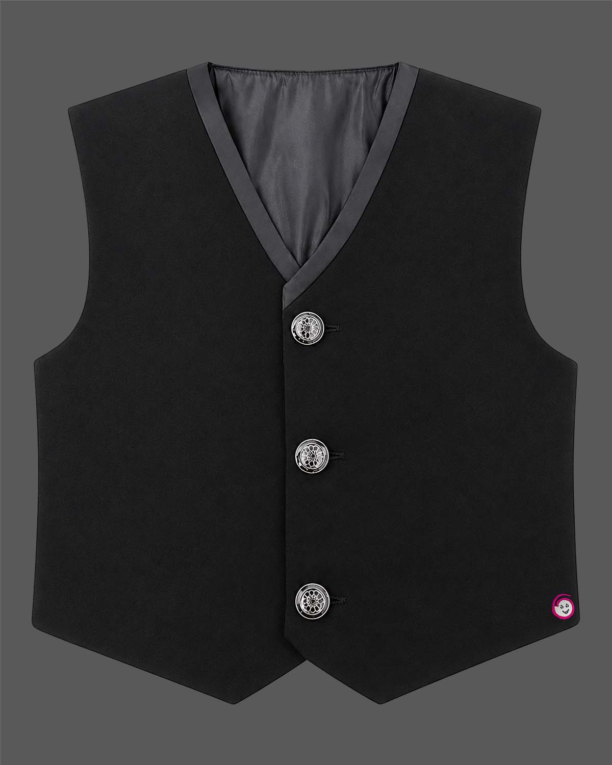 Boys black embellished tuxedo suit set with blazer trousers and bow tie