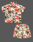 Boys printed shirt and shorts set for kids casual wear and summer travel outfits