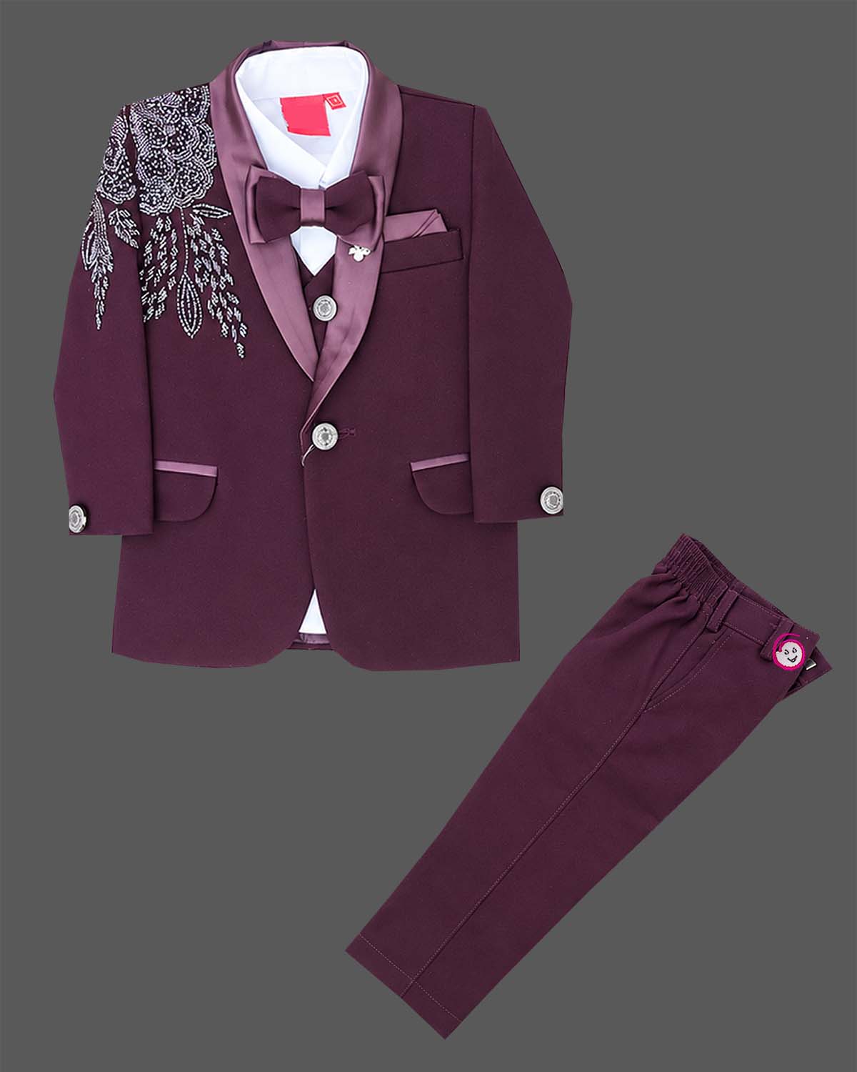 Little Gentleman Embroidered Tuxedo Suit for Wedding and Reception