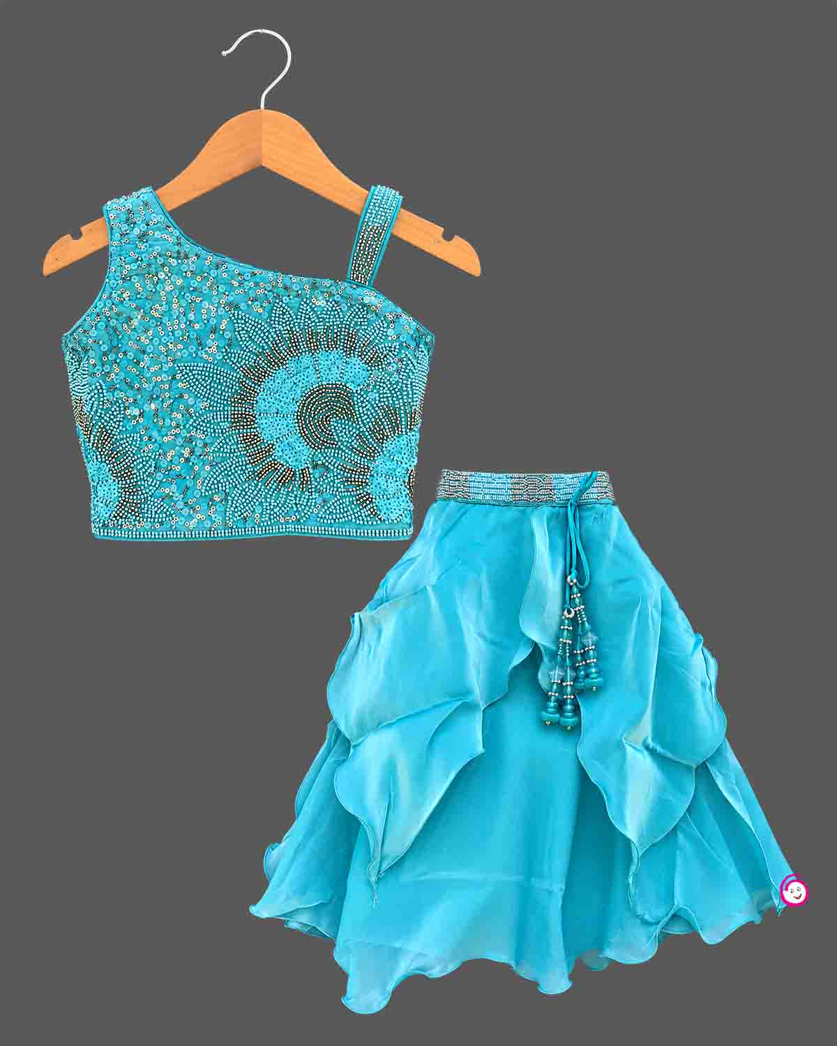girls organza tiered lehenga choli for traditional weddings and festive celebrations