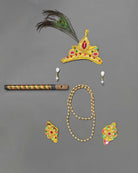 Young Prince Krishna dress set with mukut peacock feather flute dhoti and accessories for Gokulashtami