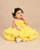 infants frock girlish party wear dress tiered net frock for celebration