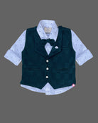 Boy full sleeve with waistcoat set - Dark Green