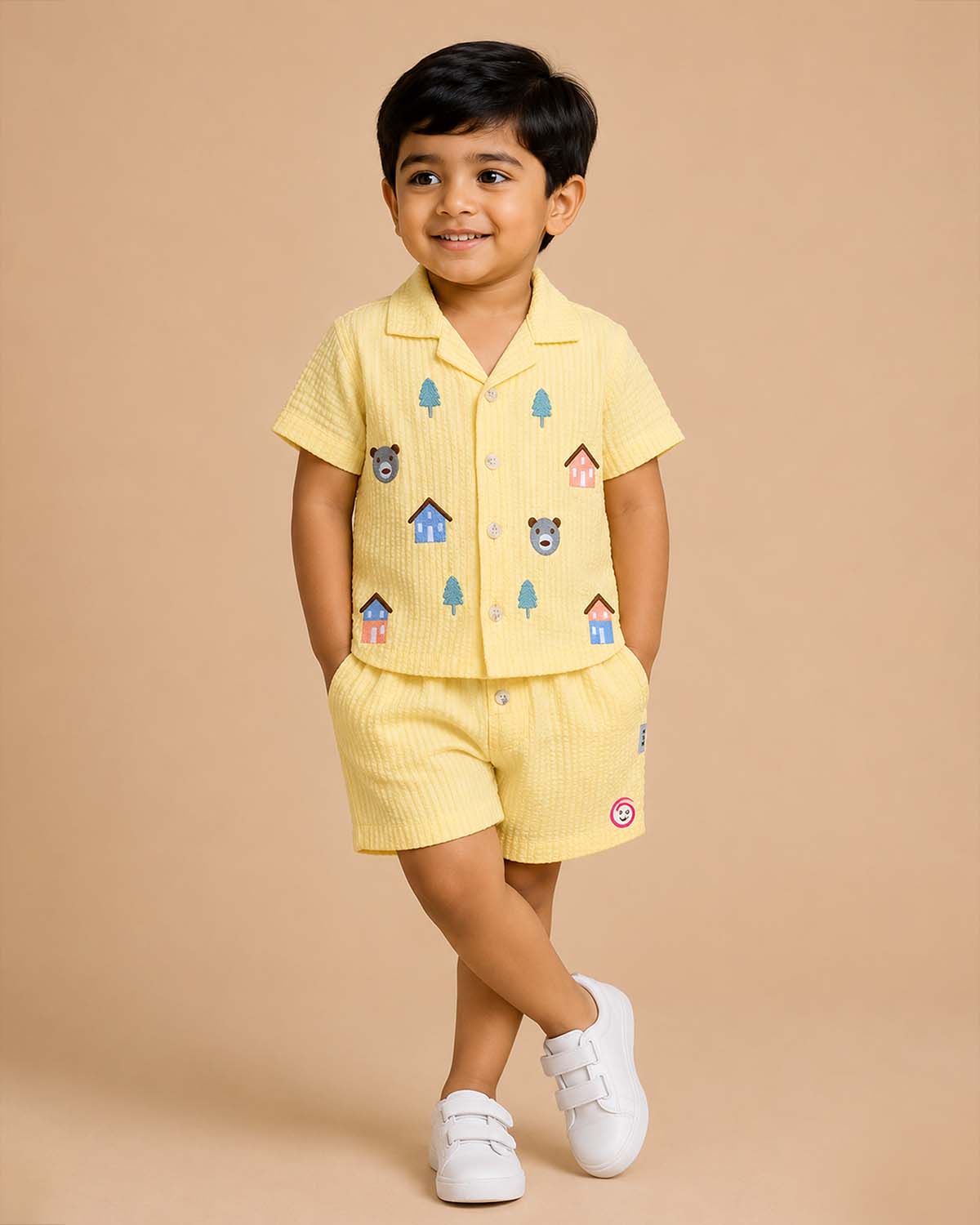 Boys Waffle Cotton Top & Shorts Set For Playdates & Summer Vacations