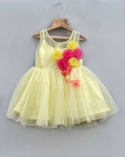 Girls party frock with stitched flower