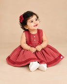 infants frock textured cotton dress for infant casual play wear