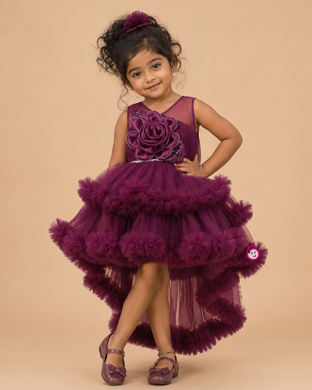Designer ruffle occasion wear dress for girls for birthday, wedding, and reception functions