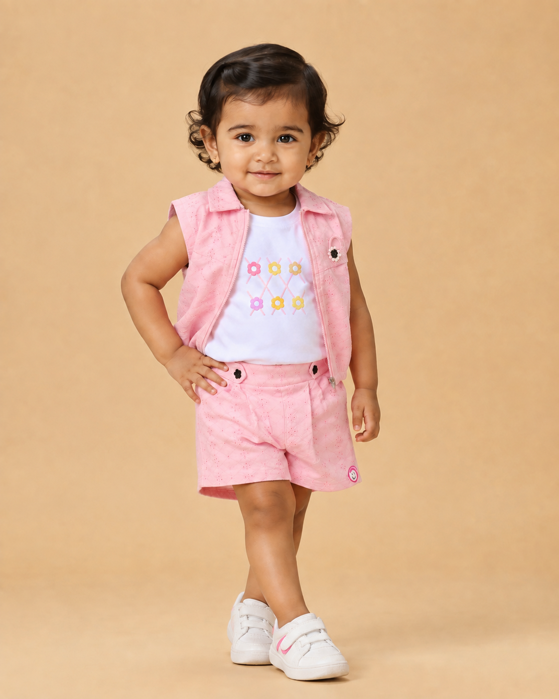 Baby girl schiffli embroidered Co Ord Sets