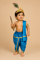 Young Prince Krishna dress set with mukut peacock feather flute dhoti and accessories for Gokulashtami