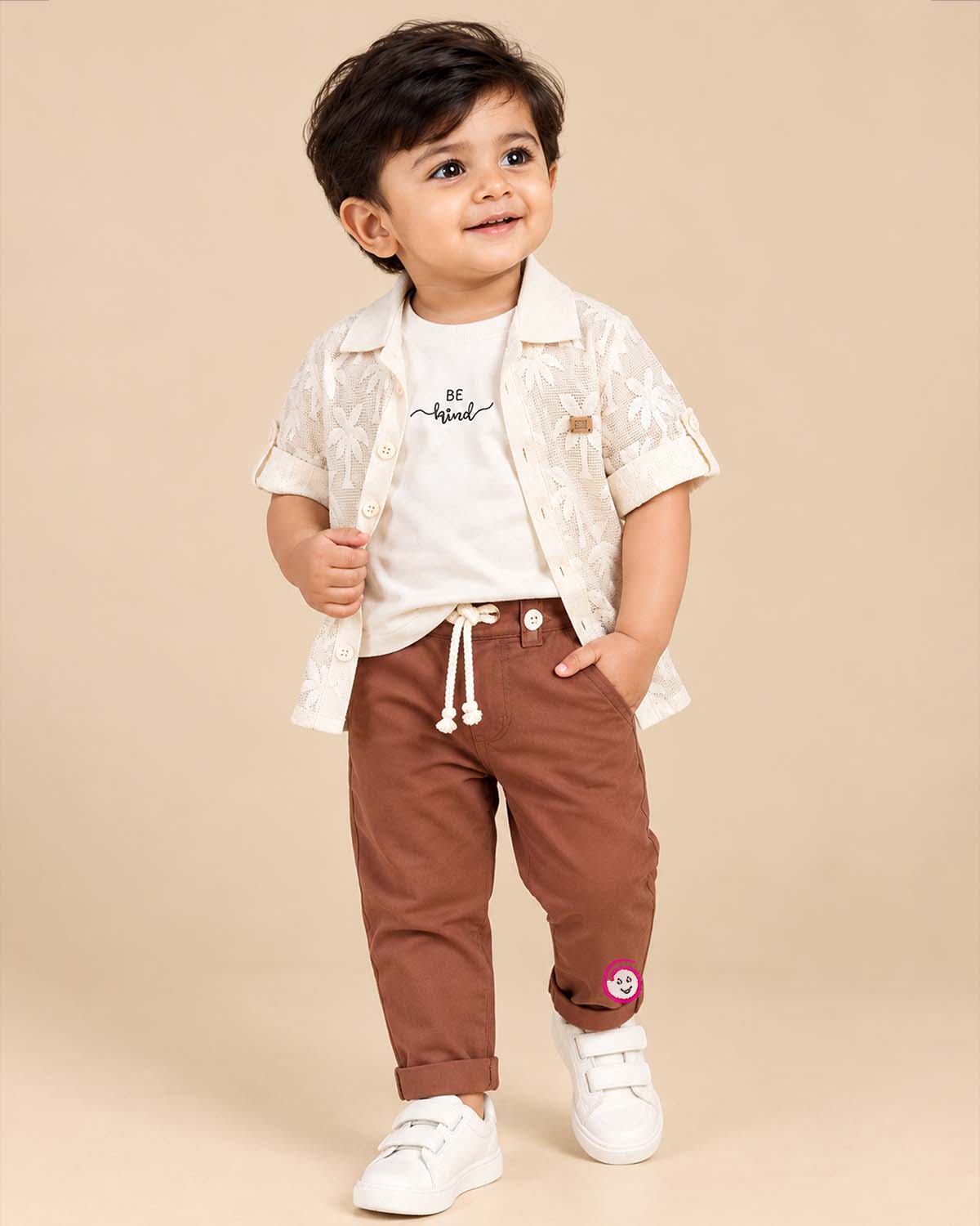 toddler palm lace shirt set with pant for boys beach fashion