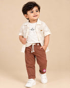 toddler palm lace shirt set with pant for boys beach fashion