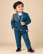 Dapper boy embellished suit set with blazer waistcoat shirt bow and pant for formal events