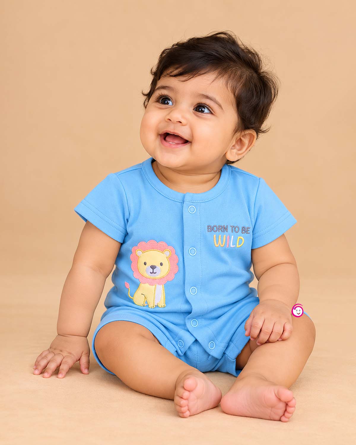 baby clothes lion applique cotton short sleeve romper jumpsuit for infants