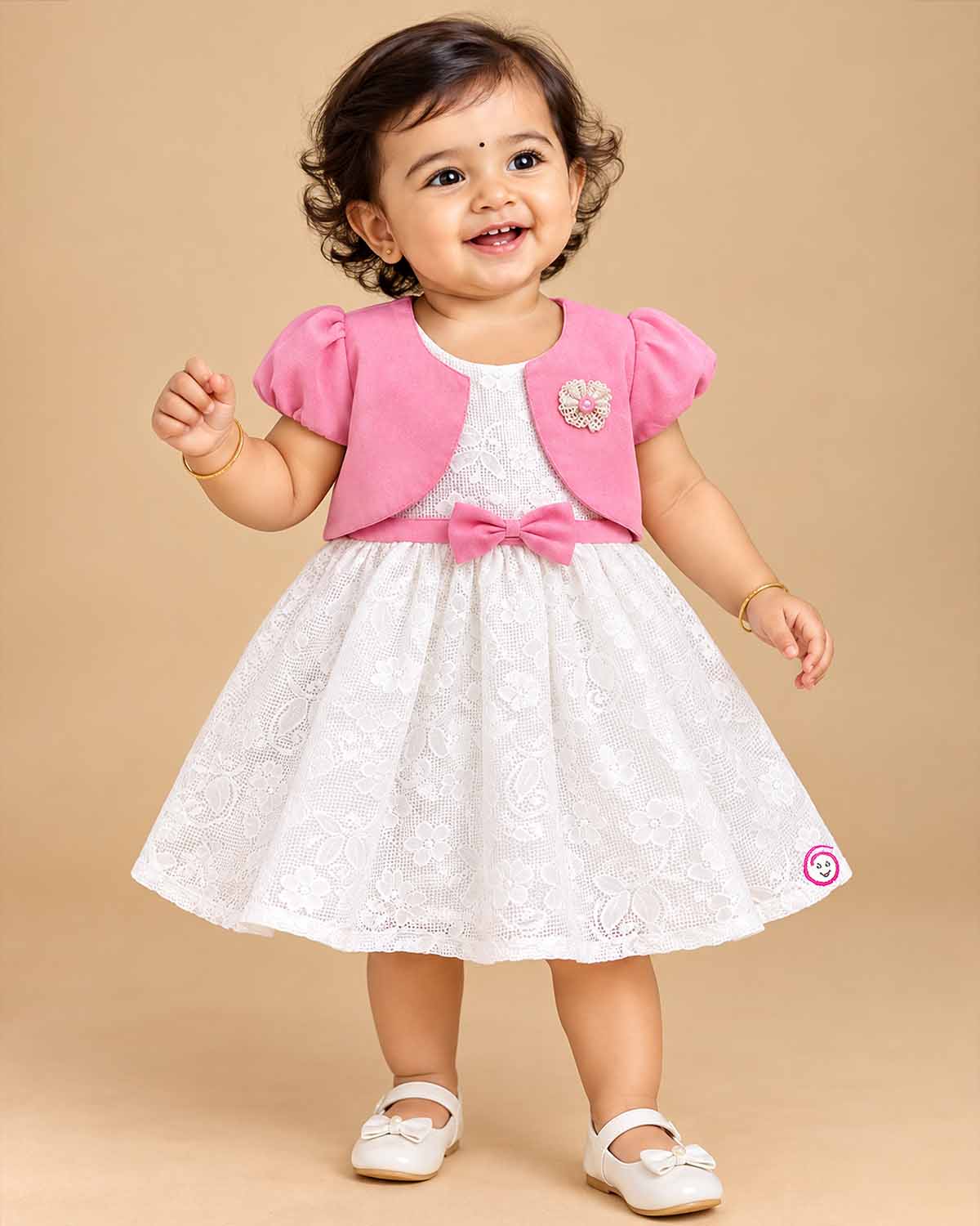 Toddler net frock with overcoat and matching jacket for birthday party and festive wear